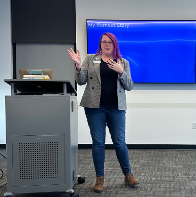 Alyson giving a workshop on Toxic Productivity