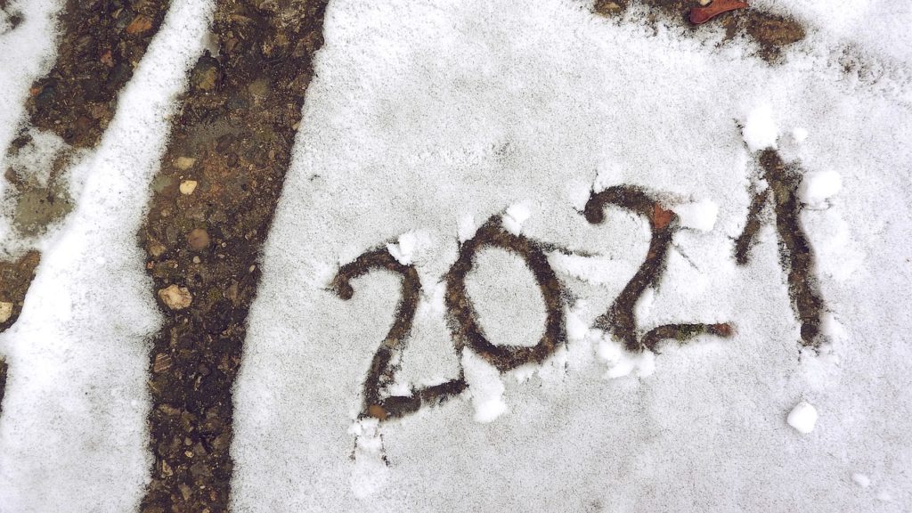 2021 written in snow