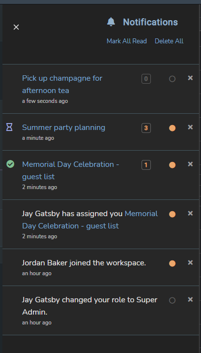 Screenshot of new notifications list - showing a more concise and meaningful list of updates.