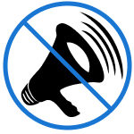 Megaphone crossed out representing tips to keep in control in a noisy world